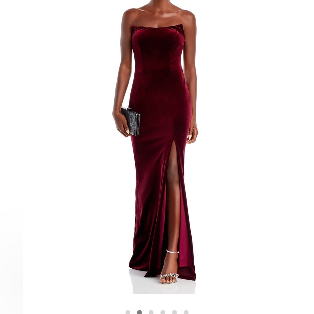 Burgundy Velvet Aqua Gown